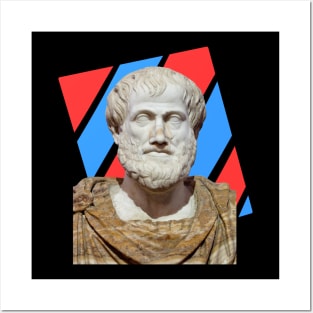 Aristotle Portrait With Red Blue Rectangle Posters and Art